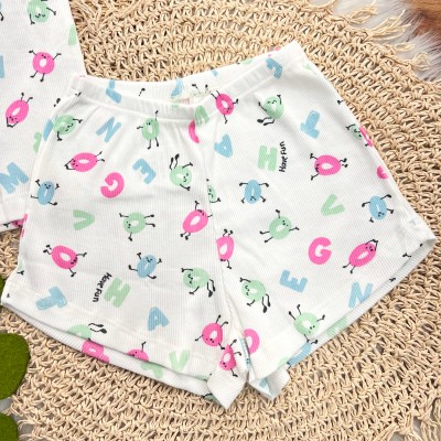 Conj Pijama canelado Letrinhas 